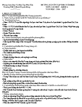 Hướng dẫn ôn tập thi cuối học kỳ 2 môn Lịch sử Lớp 6 - Năm học 2016-2017 - Trường THCS Trường Xuân